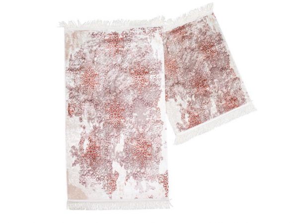 طقم بساط حمام مستطيل من ايس 2 قطعة بودرة