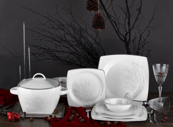 Neva Yasmin | 60 Parça | 12 Kişilik | Kare | Yemek Takımı | N2474