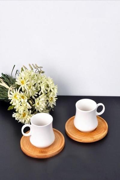 Bayev Beyaz 2 Kişilik Fincan Takımı Ve Ahşap Altlığı 101096-18-