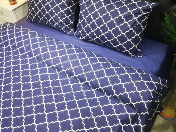 Dowery Medallion Double Duvet Cover Set Navy Blue