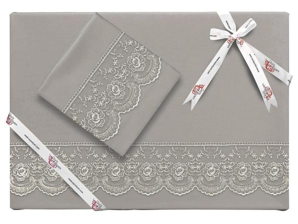 Ensemble de housse de couette French Lacy Kure Dowry Gris