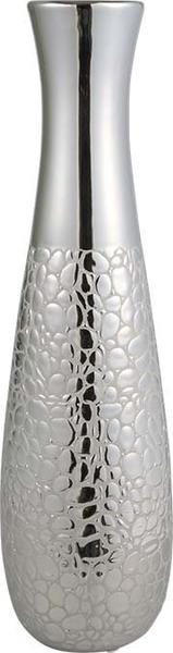 Dekonaz Dekoratif Taş Desenli Porselen Vazo | Gümüş | 41cm