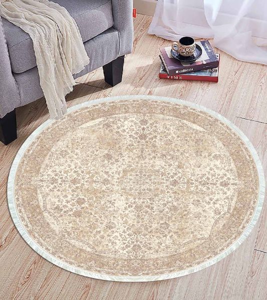 Birkilim Yuvarlak Yıkanabilir Dekoratif Halı İpeksi Kaymaz Taban | MLN-IP-YU-HT-479