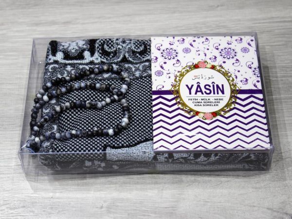 Ajda Yasin-i Şerifli Seccade Seti Siyah