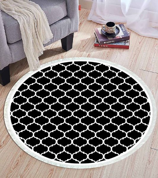 Birkilim Yuvarlak Yıkanabilir Dekoratif Halı İpeksi Kaymaz Taban | MLN-IP-YU-HT-546