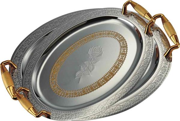 Schäfer Oval Tepsi Seti 2 Parça Altın Gümüş