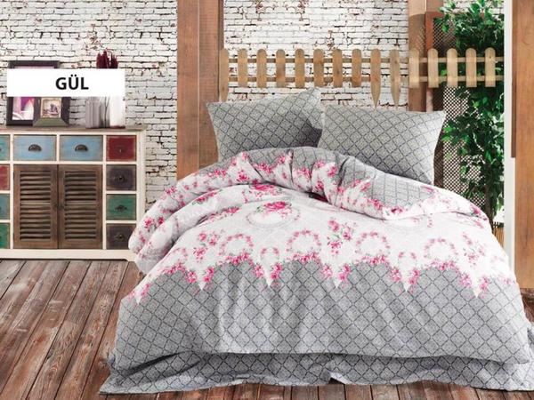 Gül Çift Kişilik Nevresim Takımı Gri