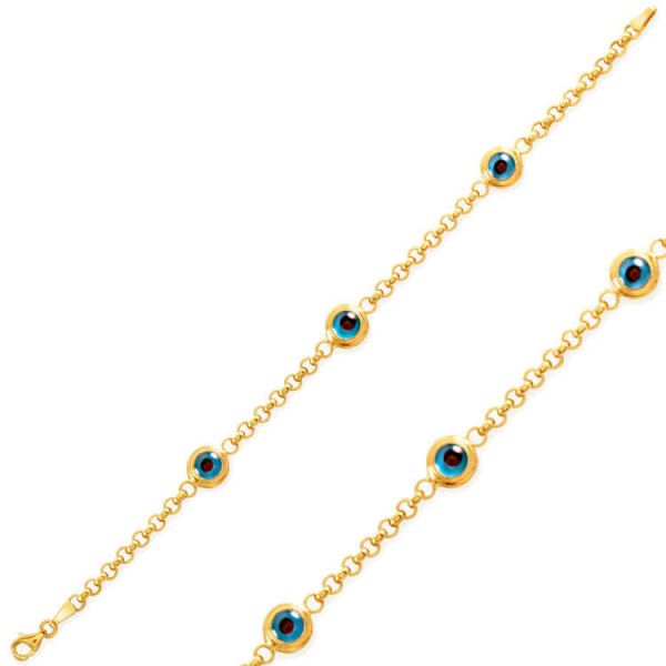 Gümüş Nazar Boncuklu Bayan Bileklik