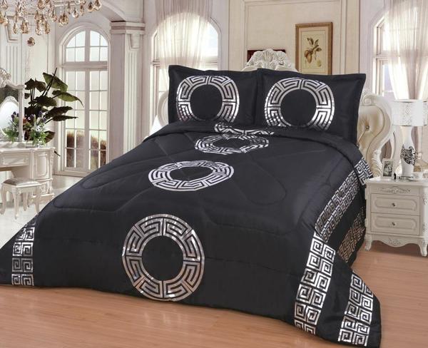 Dematex Saten Yatak Örtüsü Seti Çift Kişilik Sultan Siyah