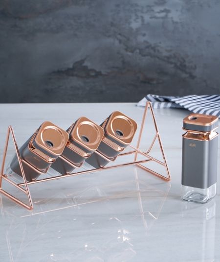 4Lü Standlı Cam Baharat Seti