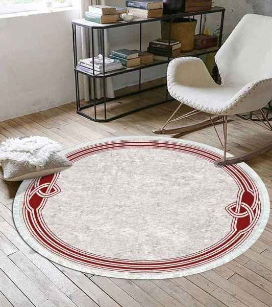 Birkilim Yuvarlak Yıkanabilir Dekoratif Halı İpeksi Kaymaz Taban | MLN-IP-YU-HT-234