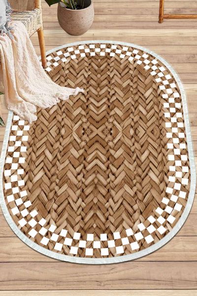 Birkilim Oval Yıkanabilir İpeksi Kaymaz Taban Dekoratif Halı | MLN-IP-O-SD-360