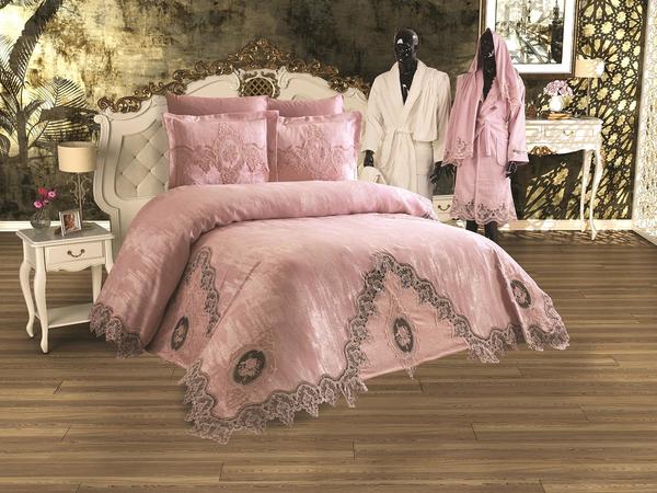 Fransız Güpürlü Dilara Çeyiz Paketi 15 Parça - Pudra