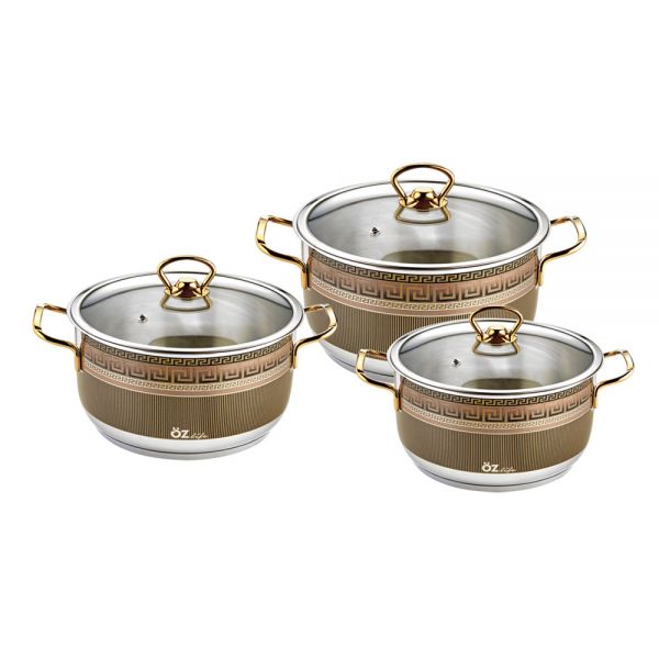 أوز لايف | طقم أواني طهي سيلين 6 قطع مزين باللون الذهبي والأسود