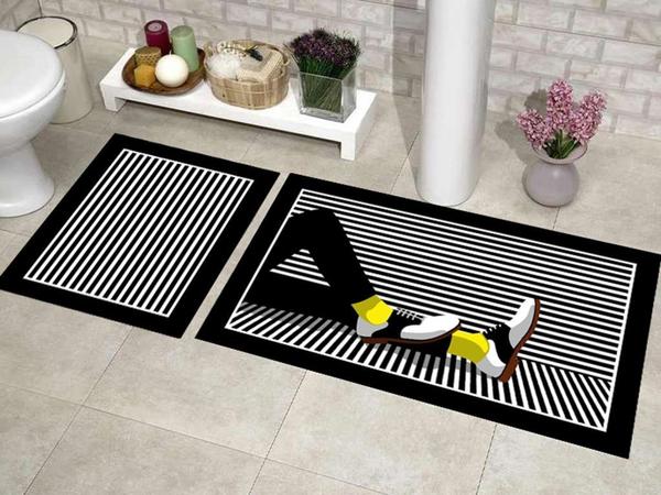 Ensemble de tapis de bain 2 pièces Elite Lux rectangulaire noir