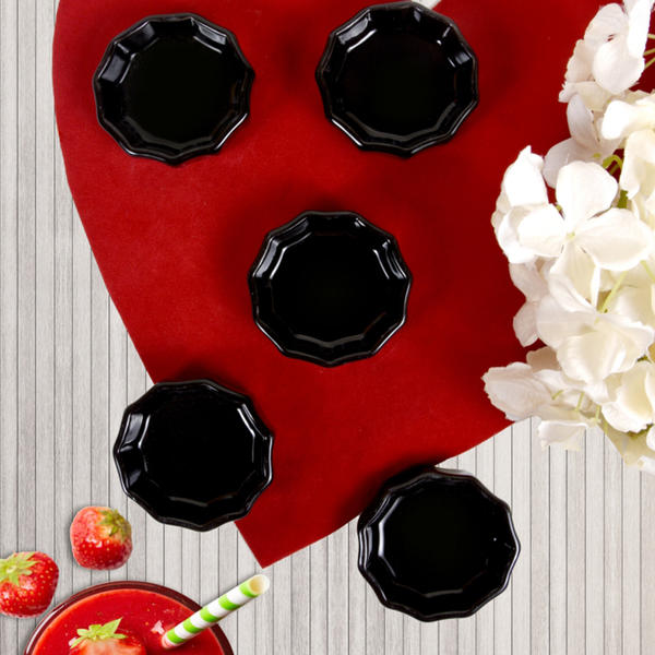 Siyah Mini Çark Çerezlik / Sosluk 8 Cm 6 Adet | Keramika