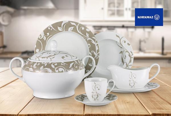 Korkmaz Bianca 86 Parça Porselen Yemek Takımı | 12 Kişilik | A8013
