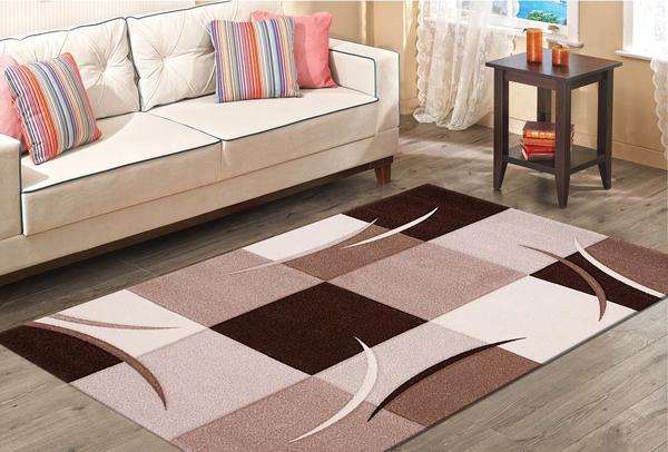 Merinos Halı Diamond Hand Curved Kare Desenli | 665-80-Brown