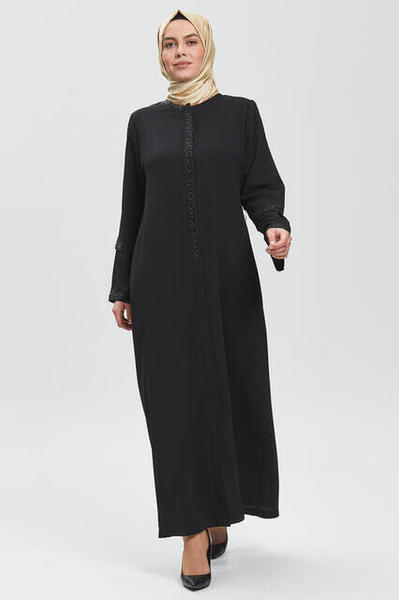 Derin Siyah Diken Taş Ferace 9072-20