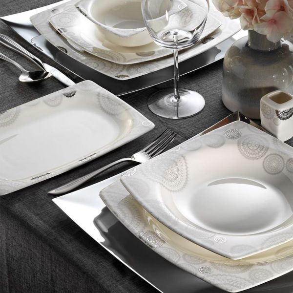 Kütahya Porselen Bone Mare 30 Parça 9851 Desenli Yemek Takımı