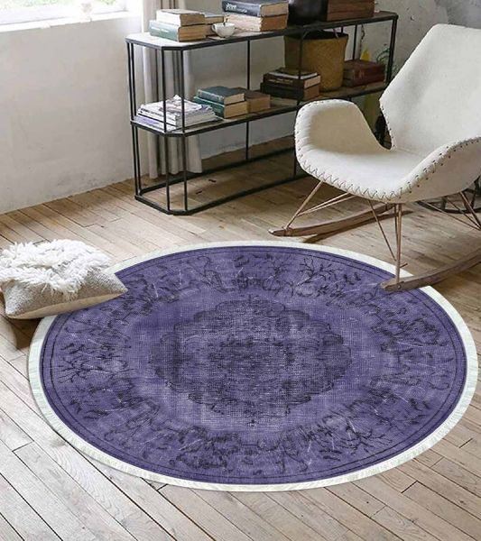 Birkilim Yuvarlak Yıkanabilir Dekoratif Halı İpeksi Kaymaz Taban | MLN-IP-YU-HT-148