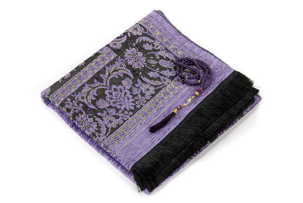 Lüks Mihraplı Kalın Şönil Seccade Lila