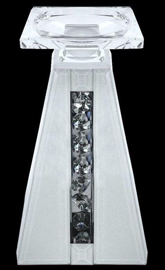Dekonaz 29cm Aynalı Kristal Taşlı Beyaz Mumluk | DTX-BKAM-3C