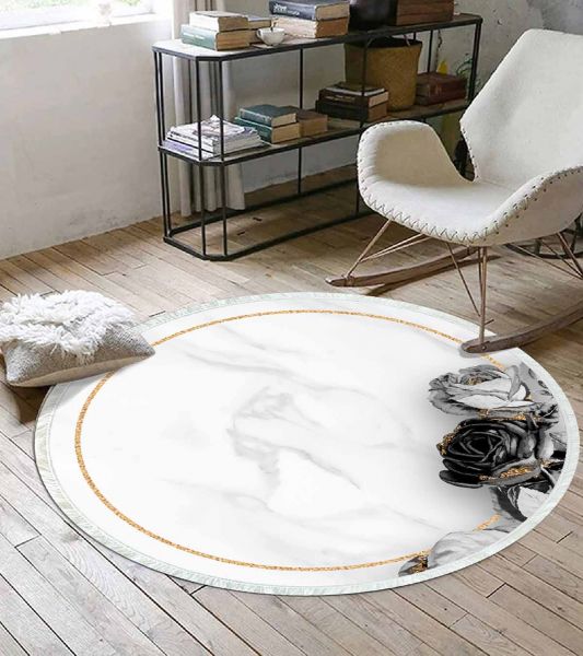 Birkilim Yuvarlak Yıkanabilir Dekoratif Halı İpeksi Kaymaz Taban | MLN-IP-YU-HY-1446