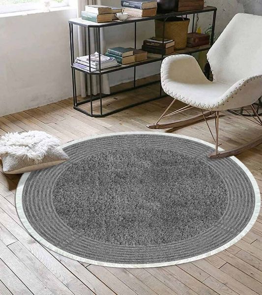 Birkilim Yuvarlak Yıkanabilir Dekoratif Halı İpeksi Kaymaz Taban | MLN-IP-YU-HY-1240