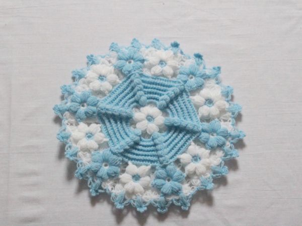 El İşi Yün Lif Mavi Papatya