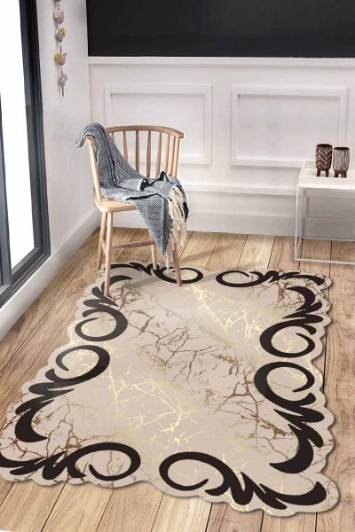 Birkilim Lazer Kesim Yıkanabilir İpeksi Kaymaz Taban Dekoratif Halı | MLN-IP-HY-1416