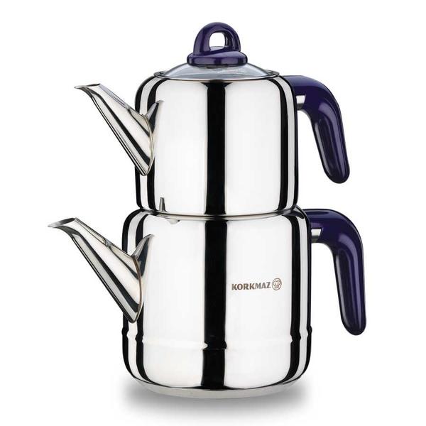 Korkmaz Hera Lavanta 2.2 lt Çaydanlık Takımı| Paslanmaz Çelik | A048