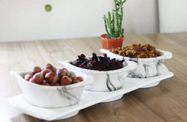 Toraman VNS 3'lü Çerezlik ve Kahvaltılık Kase Seramik