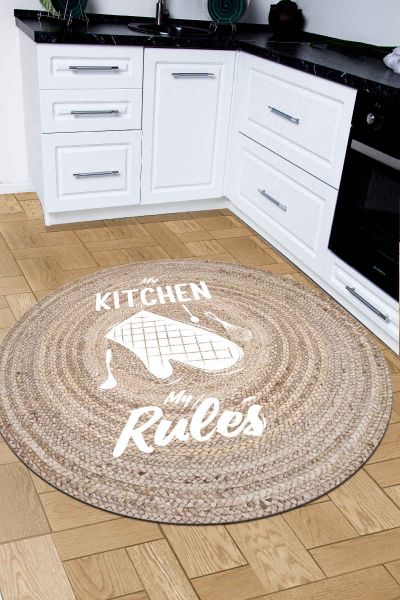 Birkilim Yuvarlak Yıkanabilir Dekoratif Halı İpeksi Kaymaz Taban | MLN-IP-SD-351