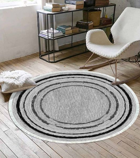 Birkilim Yuvarlak Yıkanabilir Dekoratif Halı İpeksi Kaymaz Taban | MLN-IP-YU-HY-1303