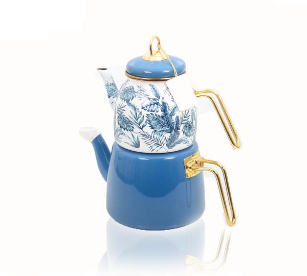 Bayev | Elite Class Mavi Motifli Emaye Çaydanlık 1000-2000 ml