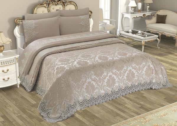 Fransiz Güpürlü Queen Gelin Seti Cappucino