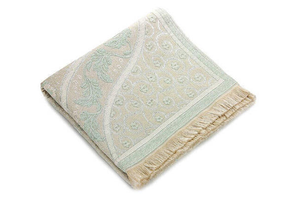 Luxuriöser silberner geprägter Gebetsteppich - Türkis