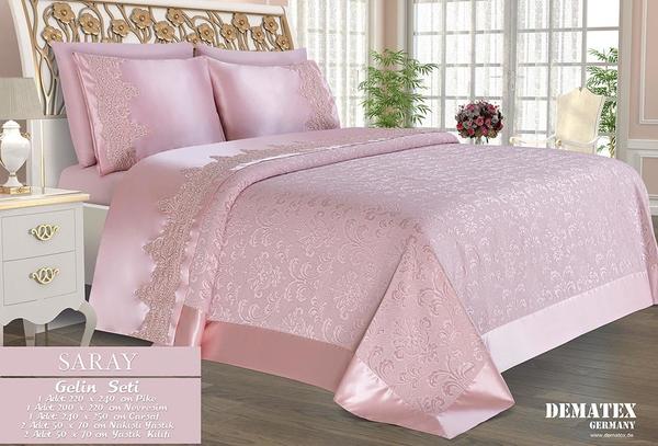 Dematex Gelin Seti Saray | Pike ve Nevresim Takımı | Pembe | DE-023