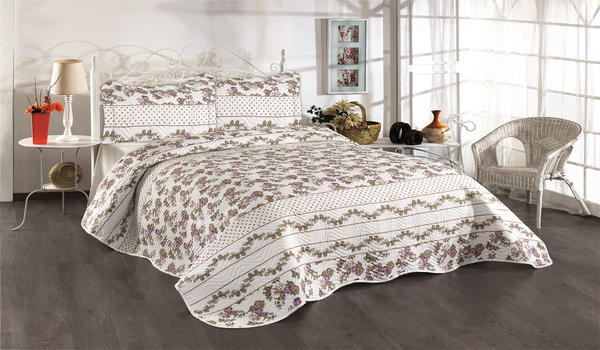 Belenay Baskılı Çift Kişilik Kapitone Yatak Örtüsü - Vintage Krem