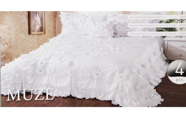 Lavella Muze Yatak Örtü Takımı 4 Parça Beyaz