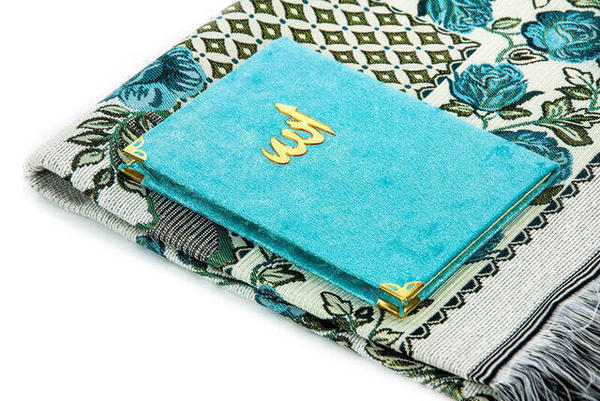 Ramadan Special Set 7 - Samtbedeckter Yasin - Gebetsteppich - Rosenkranz - Boxed