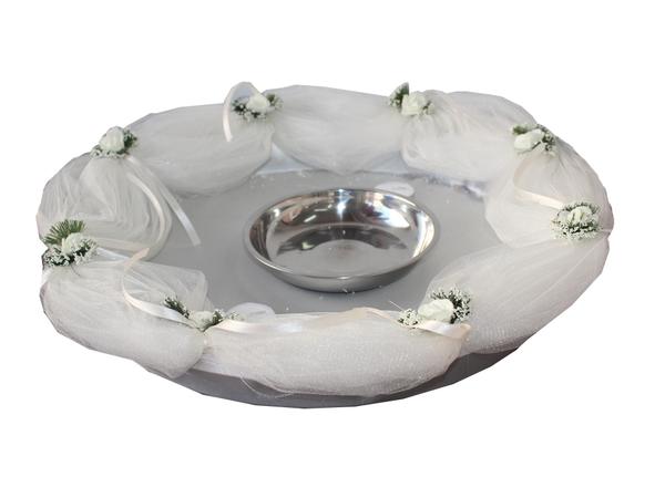 Çiçekli Beyaz Kına Tepsisi