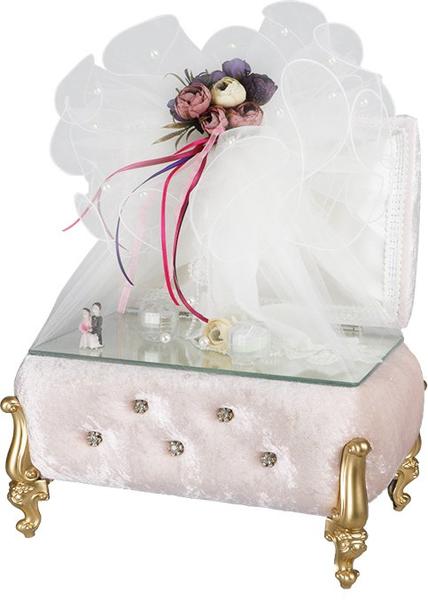 Dekonaz Lüks El Yapımı Sandık + Dekoratif Aynalı Yüzük Tepsisi | Söz Nişan Nikah | Pudra