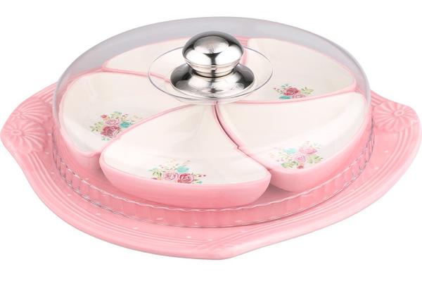 Almina 7 Parça Çerezlik / Kahvaltı Servis Kase Seti | Pembe | Al-0528