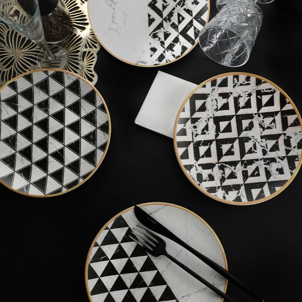 Trigon Marble Pasta Tabağı 20 Cm 4 Adet - 18765-66-67-68 | Keramika