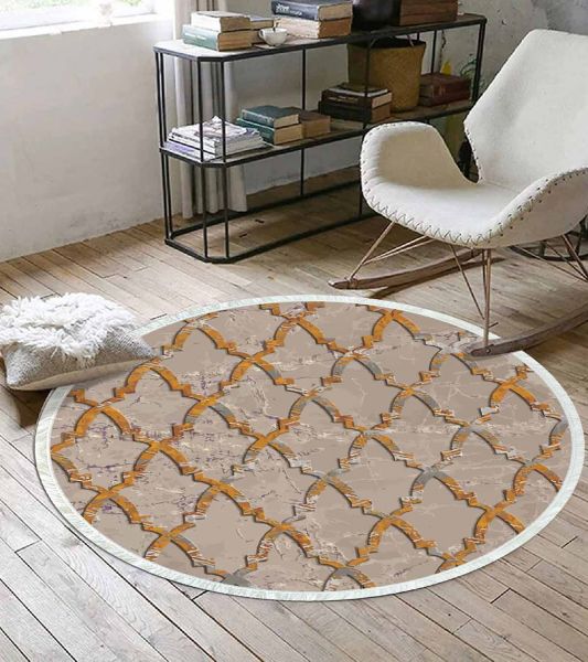 Birkilim Yuvarlak Yıkanabilir Dekoratif Halı İpeksi Kaymaz Taban | MLN-IP-YU-SD-253