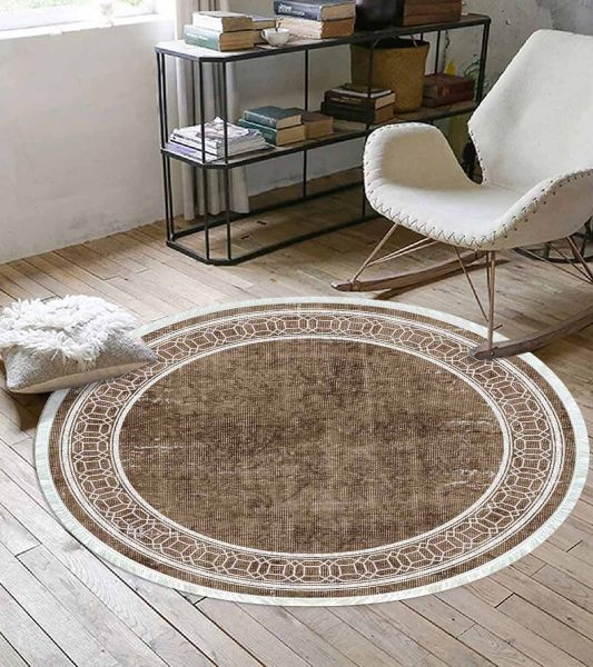 Birkilim Yuvarlak Yıkanabilir Dekoratif Halı İpeksi Kaymaz Taban | MLN-IP-YU-HT-239