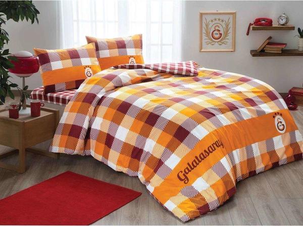 Taç Yatak Nevresim Seti Galatasaray Ekose 4 Parça 200x220 cm