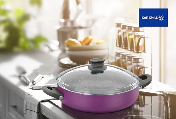 Korkmaz Lina Granit Kısa Tencere | Mor | 26 cm | A1109